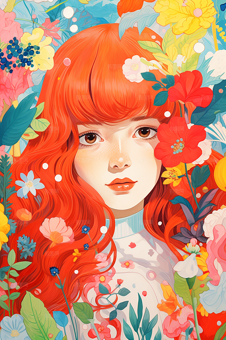 多巴胺女孩形象少女插画