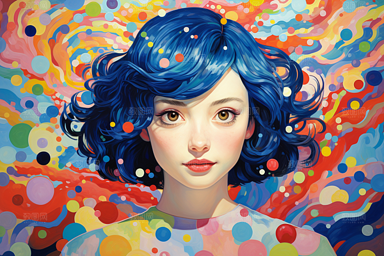 多巴胺女孩可爱彩色插画