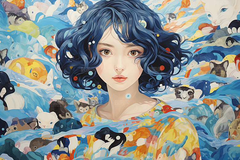 多巴胺女孩形象少女插画