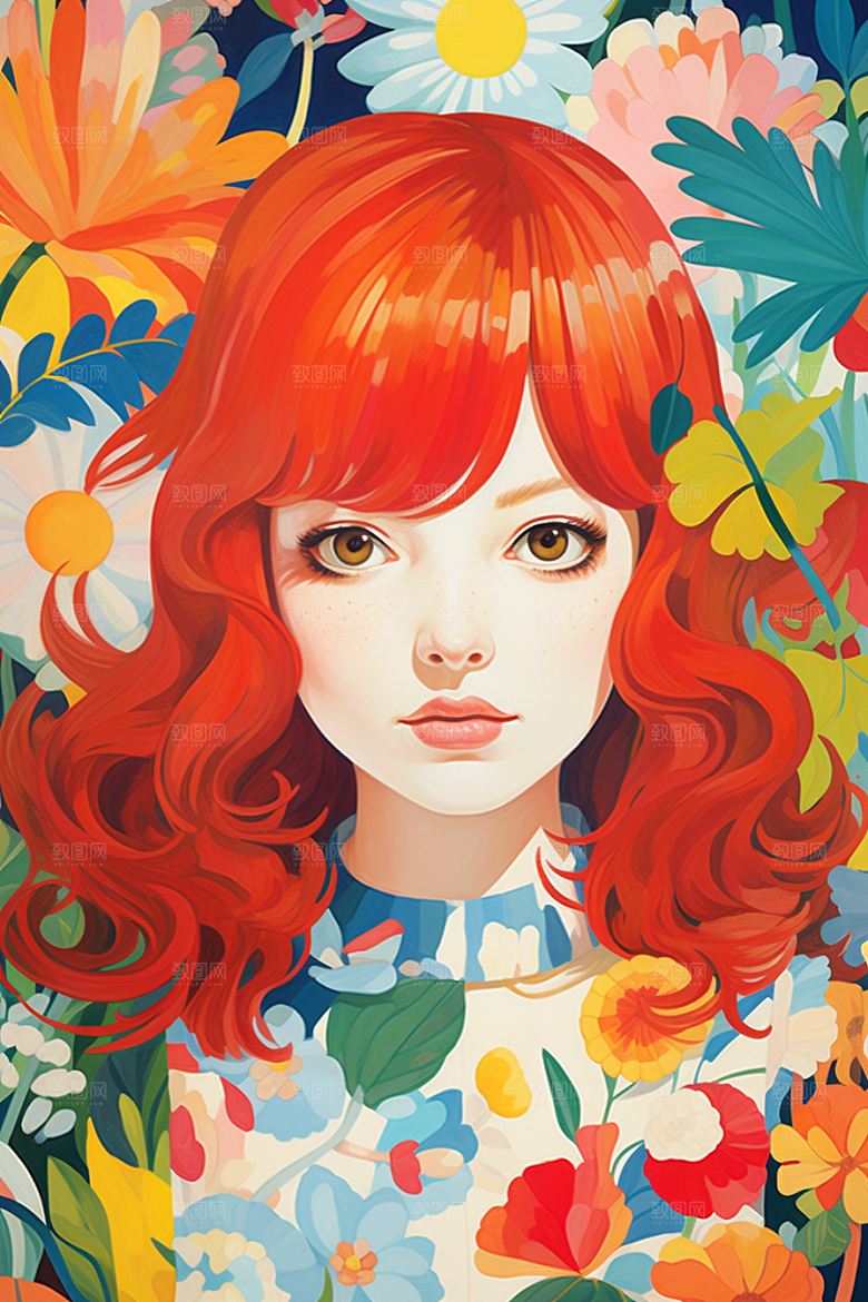 多巴胺女孩少女高清插画