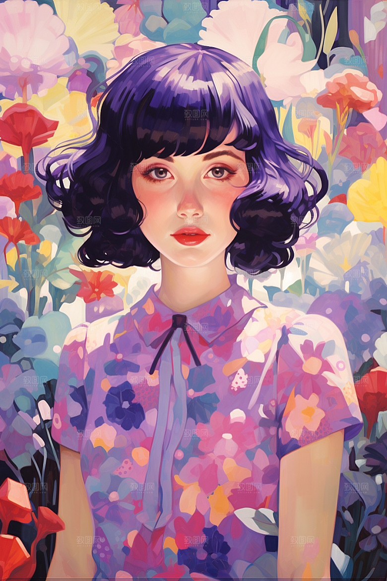 多巴胺女孩少女缤纷插画