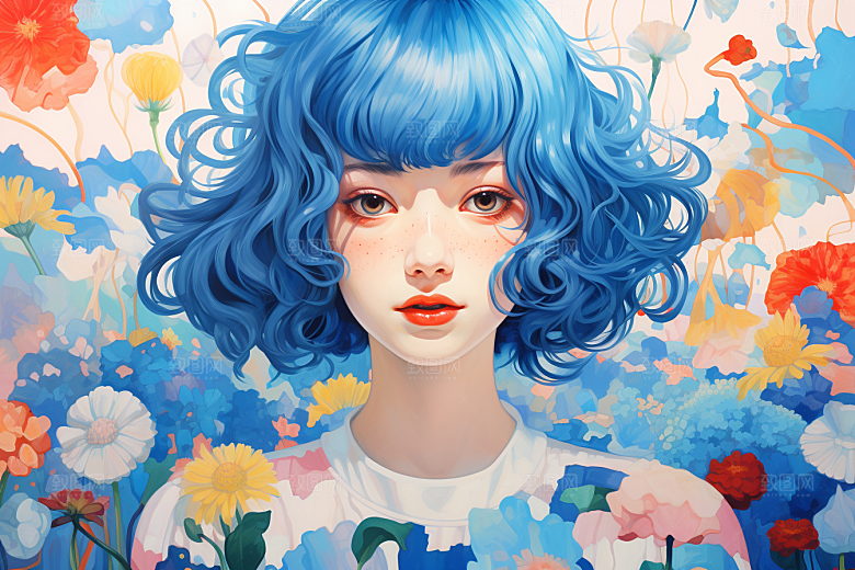 多巴胺女孩可爱艺术感插画