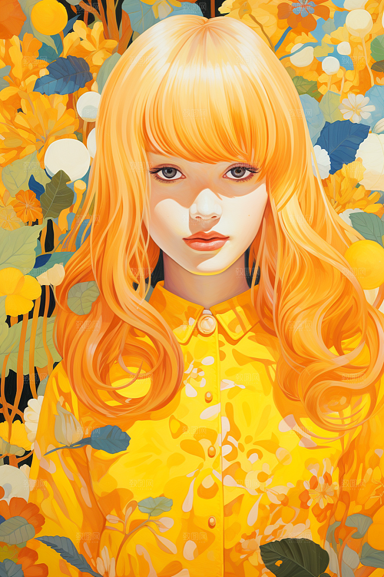 多巴胺女孩彩色穿搭插画