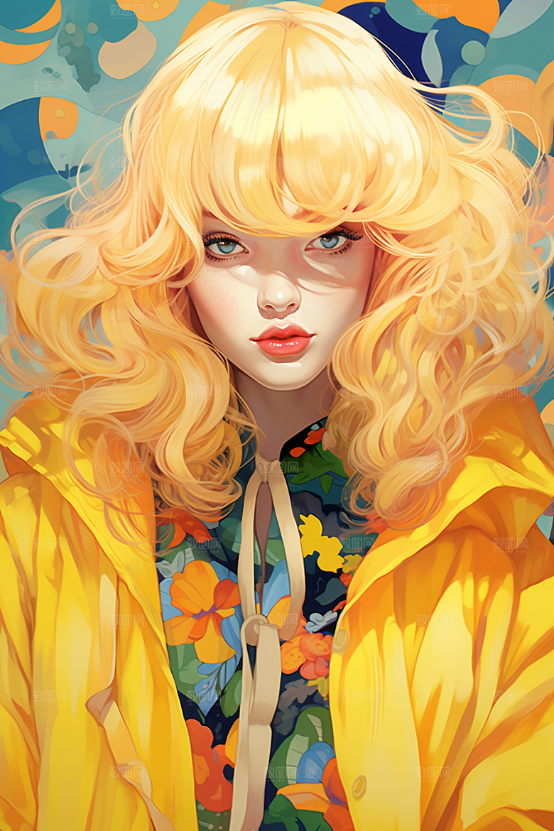 多巴胺女孩形象穿搭插画