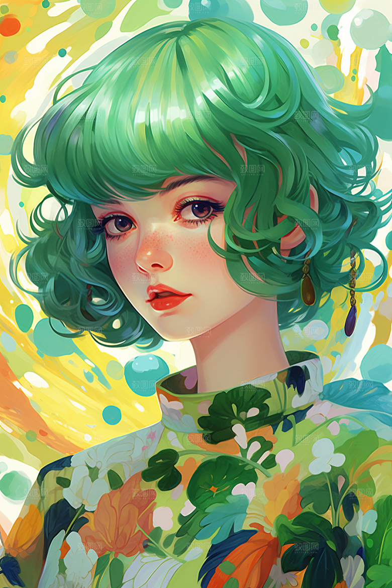 多巴胺女孩高清艺术感插画