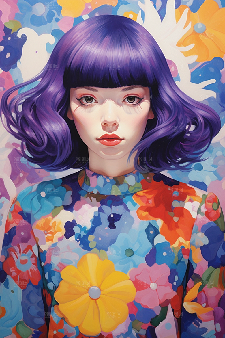 多巴胺女孩缤纷手绘插画