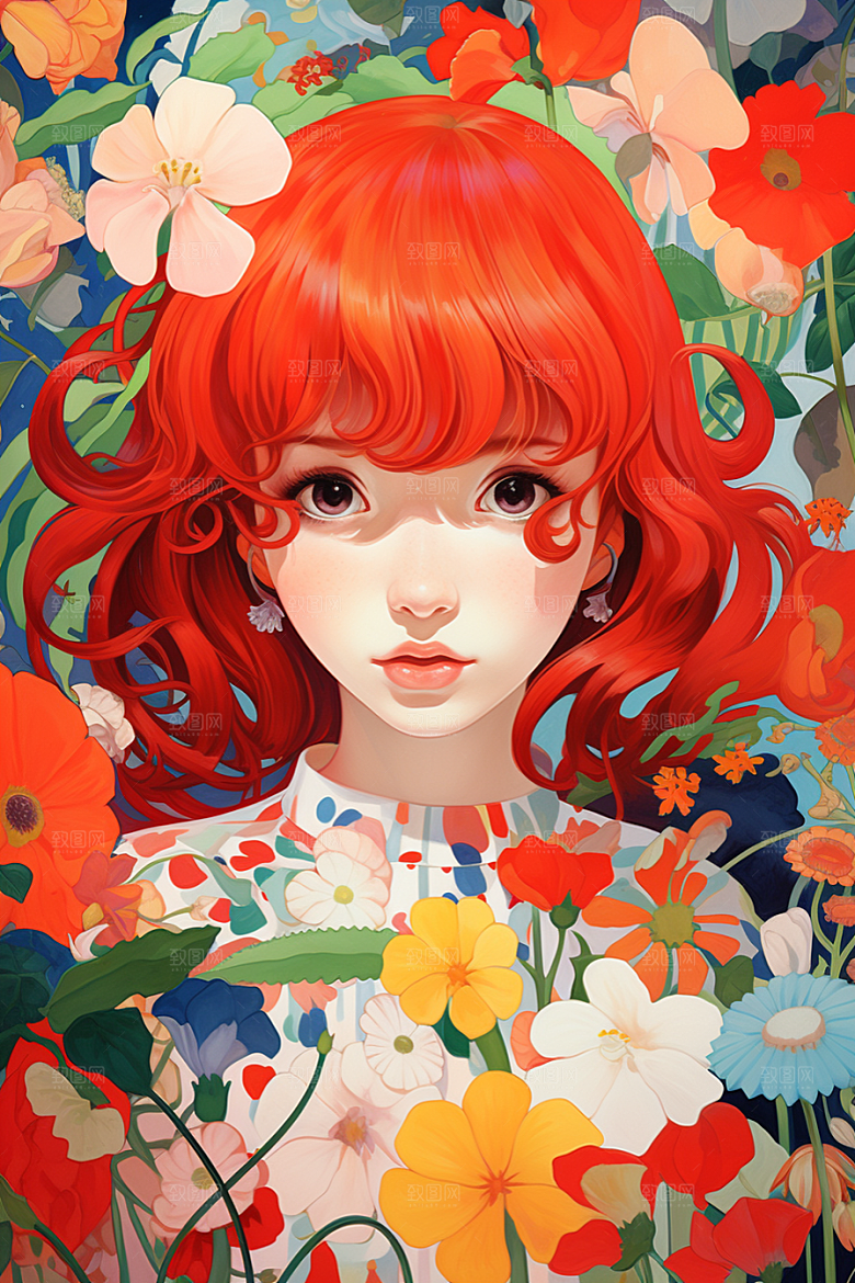 多巴胺女孩少女穿搭插画
