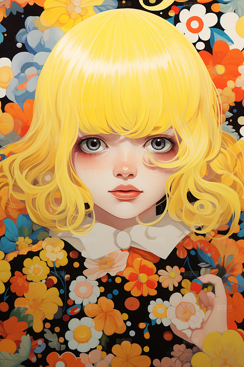 多巴胺女孩高清彩色插画
