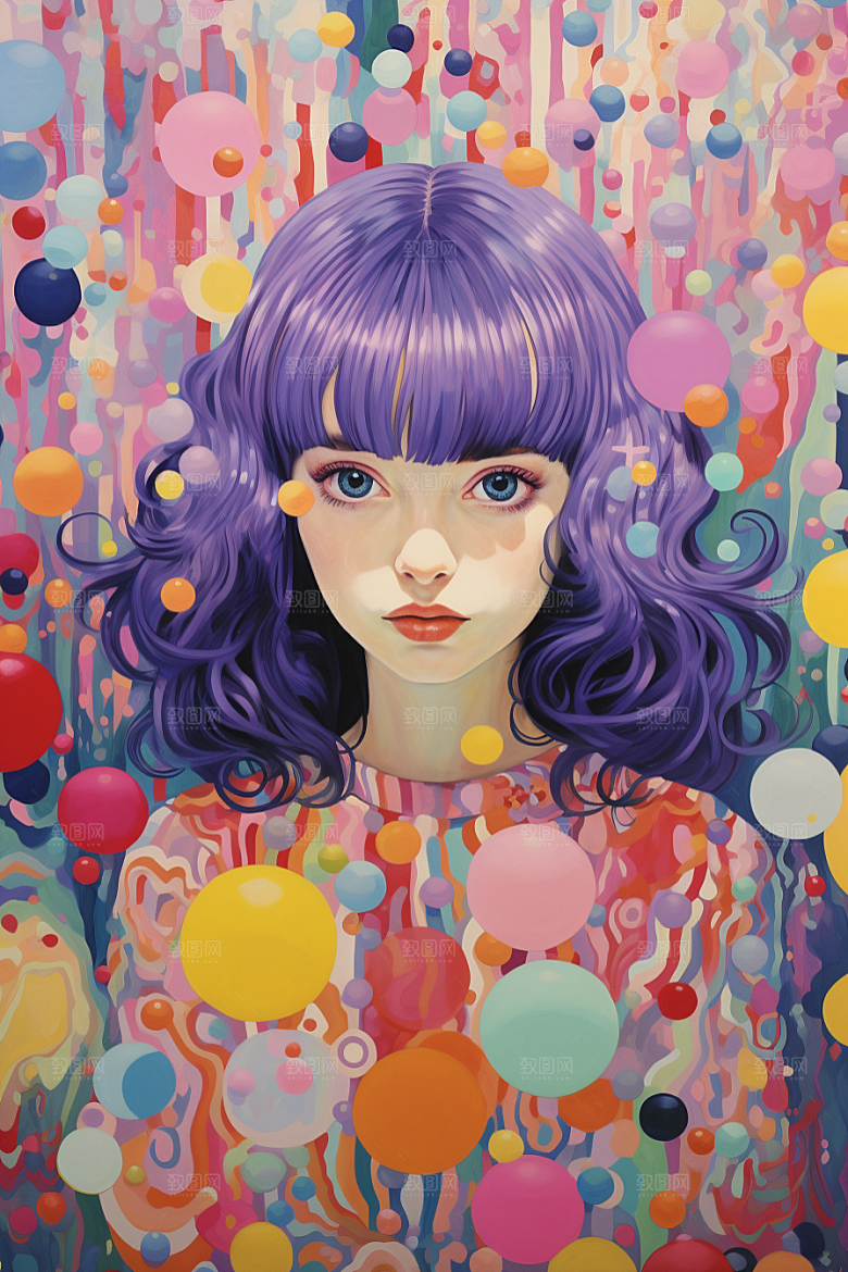多巴胺女孩高清艺术感插画