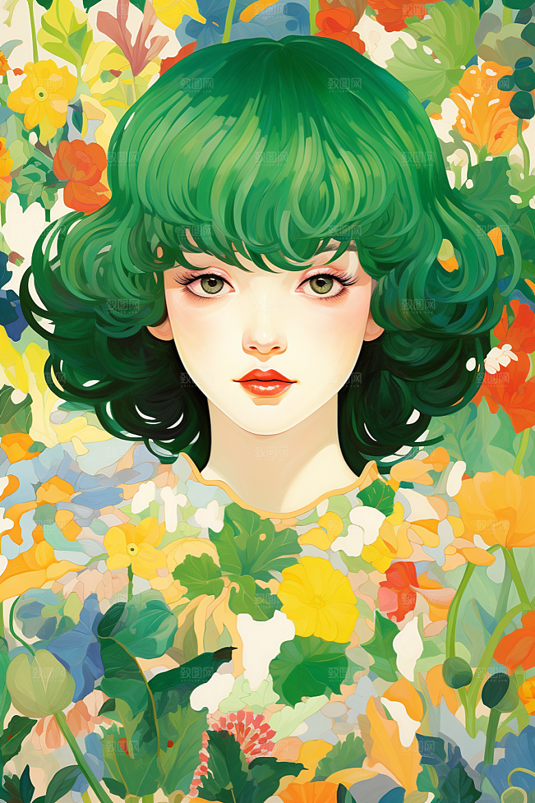 多巴胺女孩缤纷穿搭插画