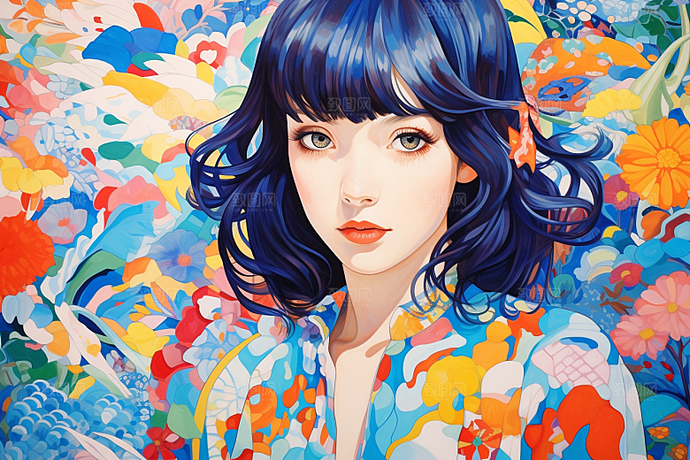 多巴胺女孩彩色艺术感插画