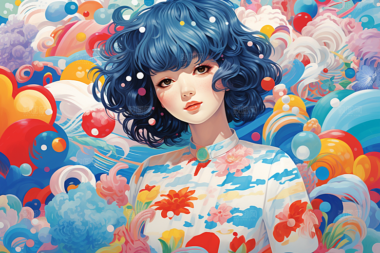 多巴胺女孩穿搭形象插画