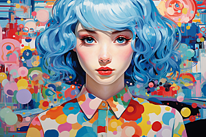 多巴胺女孩少女缤纷插画