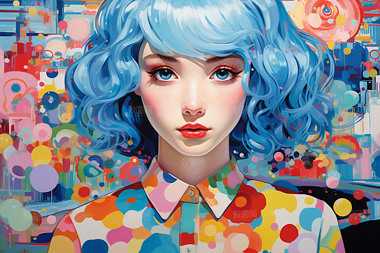 多巴胺女孩少女缤纷插画