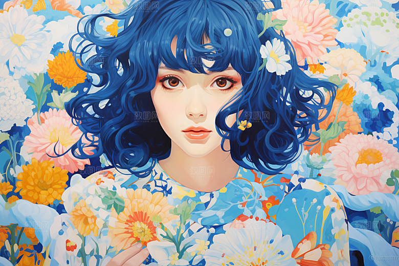 多巴胺女孩可爱缤纷插画
