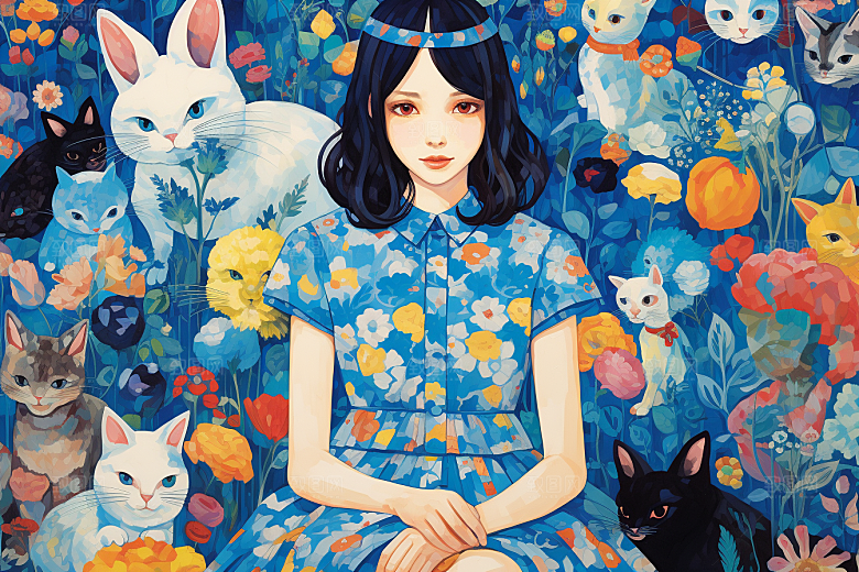 多巴胺女孩高清穿搭插画