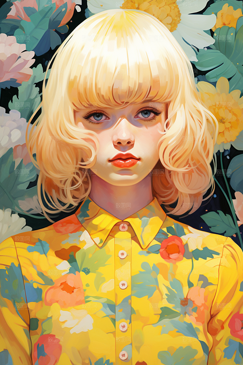 多巴胺女孩可爱穿搭插画