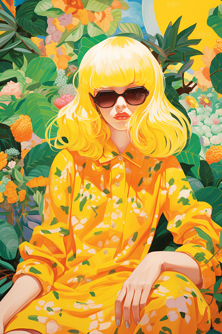 多巴胺女孩手绘形象插画