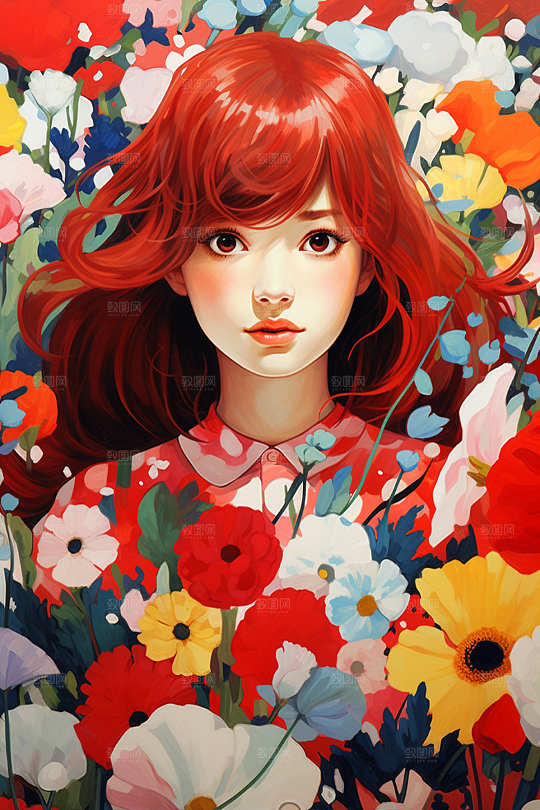 多巴胺女孩高清少女插画