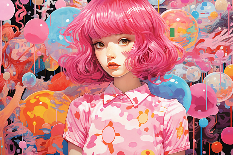 多巴胺女孩缤纷穿搭插画