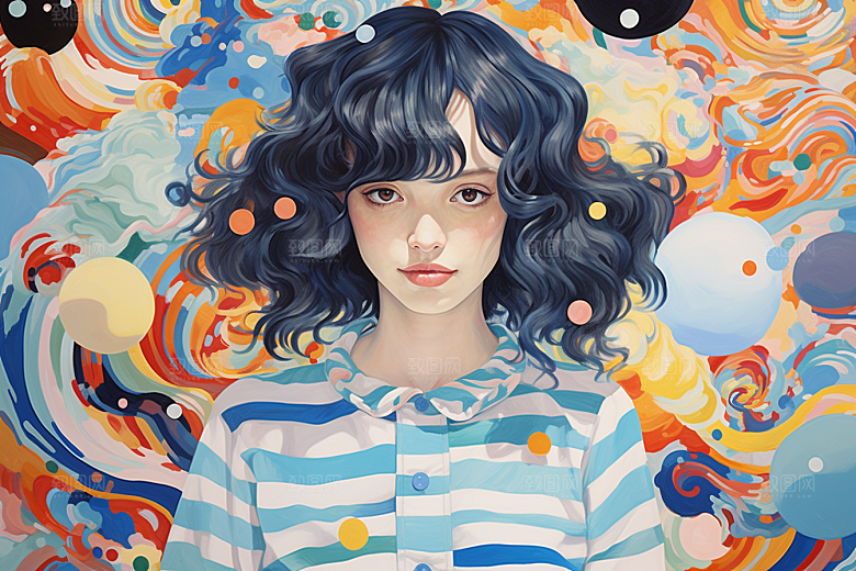 多巴胺女孩可爱缤纷插画
