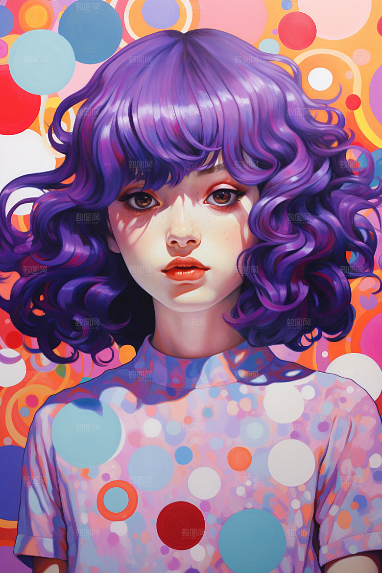 多巴胺女孩穿搭手绘插画