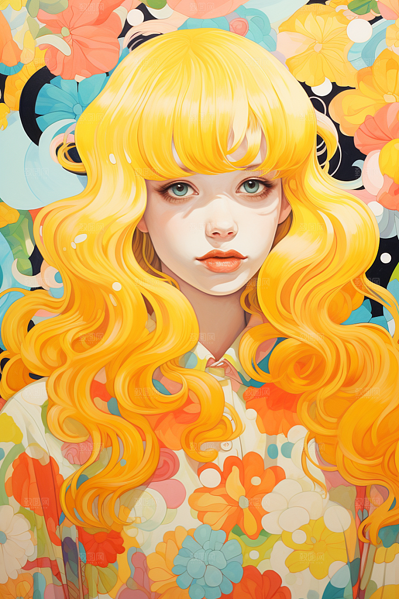 多巴胺女孩穿搭少女插画
