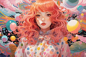 多巴胺女孩穿搭可爱插画