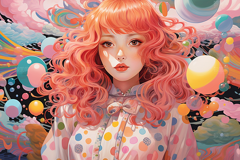 多巴胺女孩穿搭可爱插画