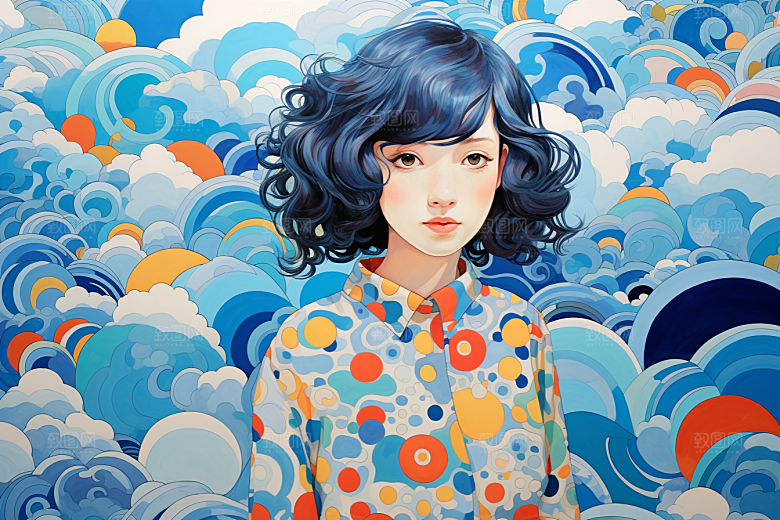 多巴胺女孩缤纷少女插画