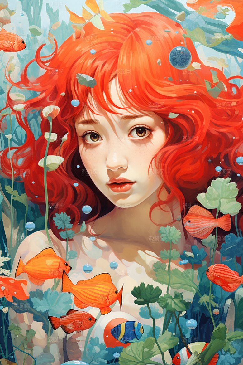多巴胺女孩穿搭少女插画