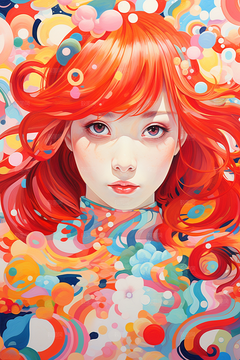 多巴胺女孩缤纷形象插画