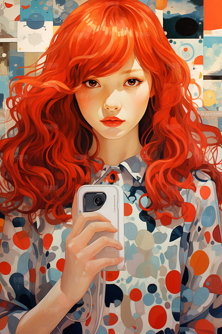 多巴胺女孩穿搭手绘插画