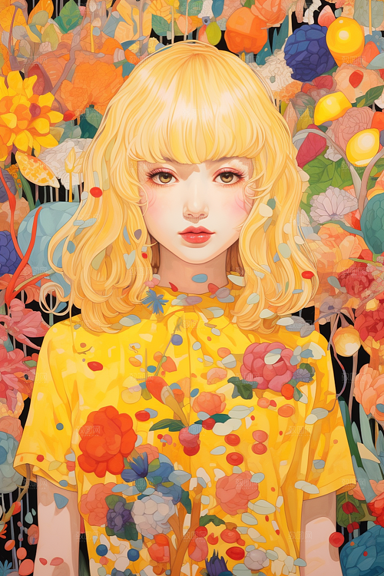 多巴胺女孩艺术感穿搭插画
