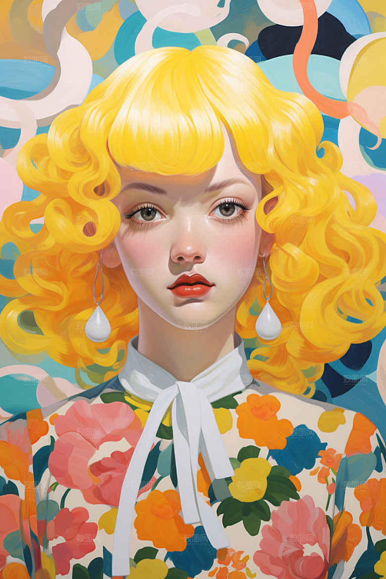 多巴胺女孩可爱穿搭插画
