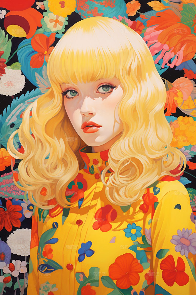 多巴胺女孩穿搭形象插画