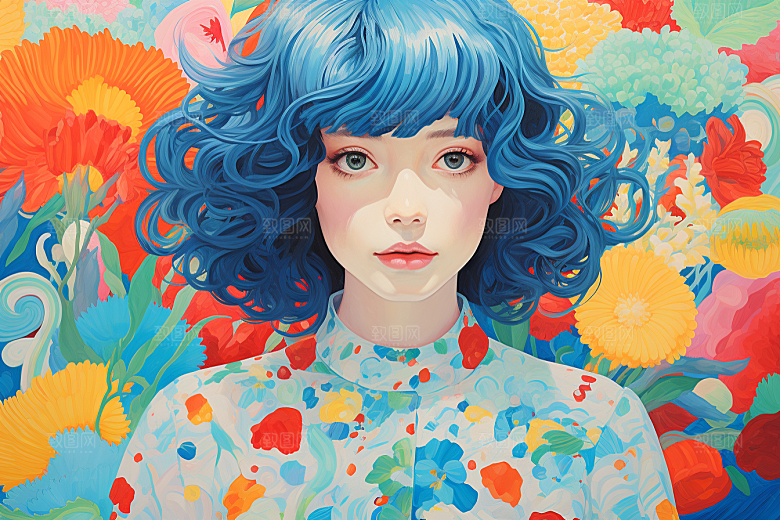 多巴胺女孩可爱艺术感插画