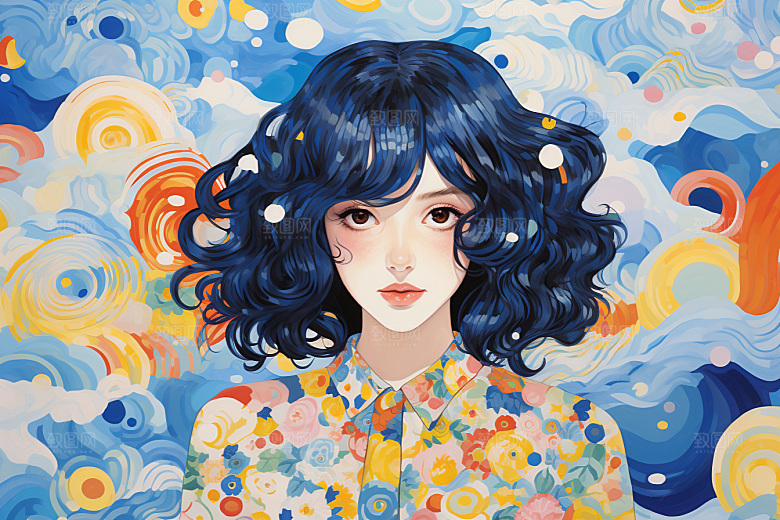 多巴胺女孩高清彩色插画