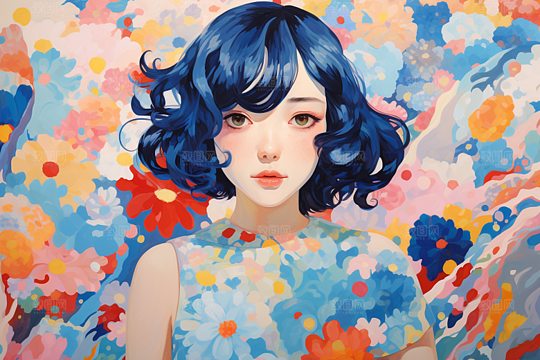 多巴胺女孩可爱高清插画