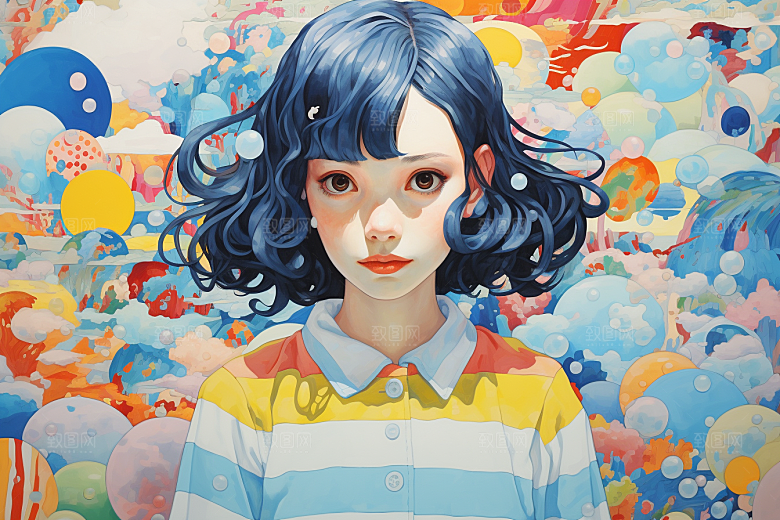 多巴胺女孩缤纷穿搭插画