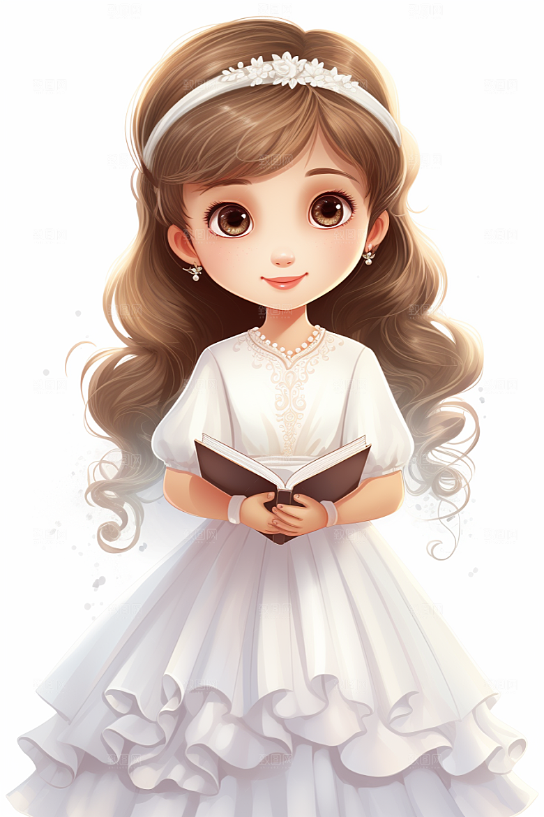 卡通婚纱唯美结婚插画