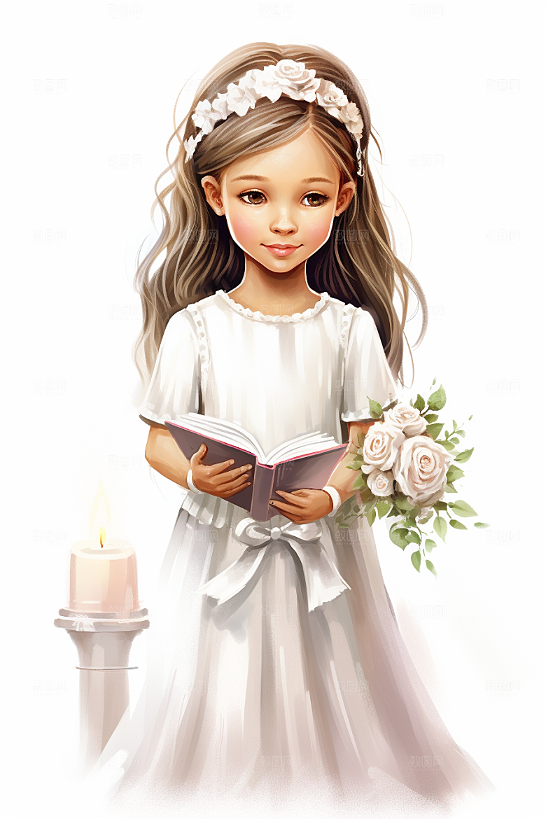 卡通婚纱圣洁新娘插画