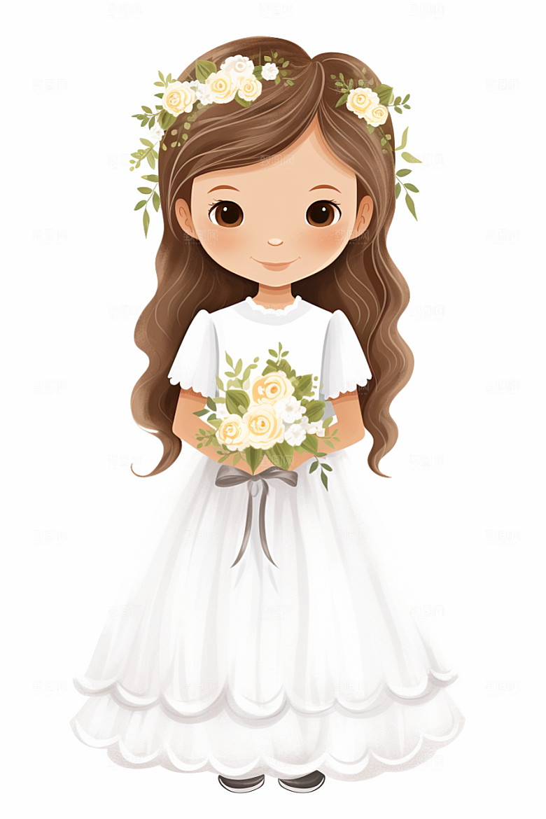 卡通婚纱手绘唯美插画