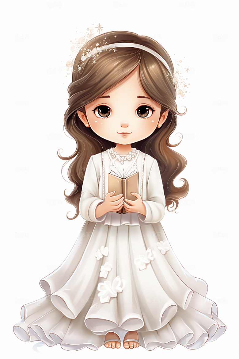 卡通婚纱高清浪漫插画