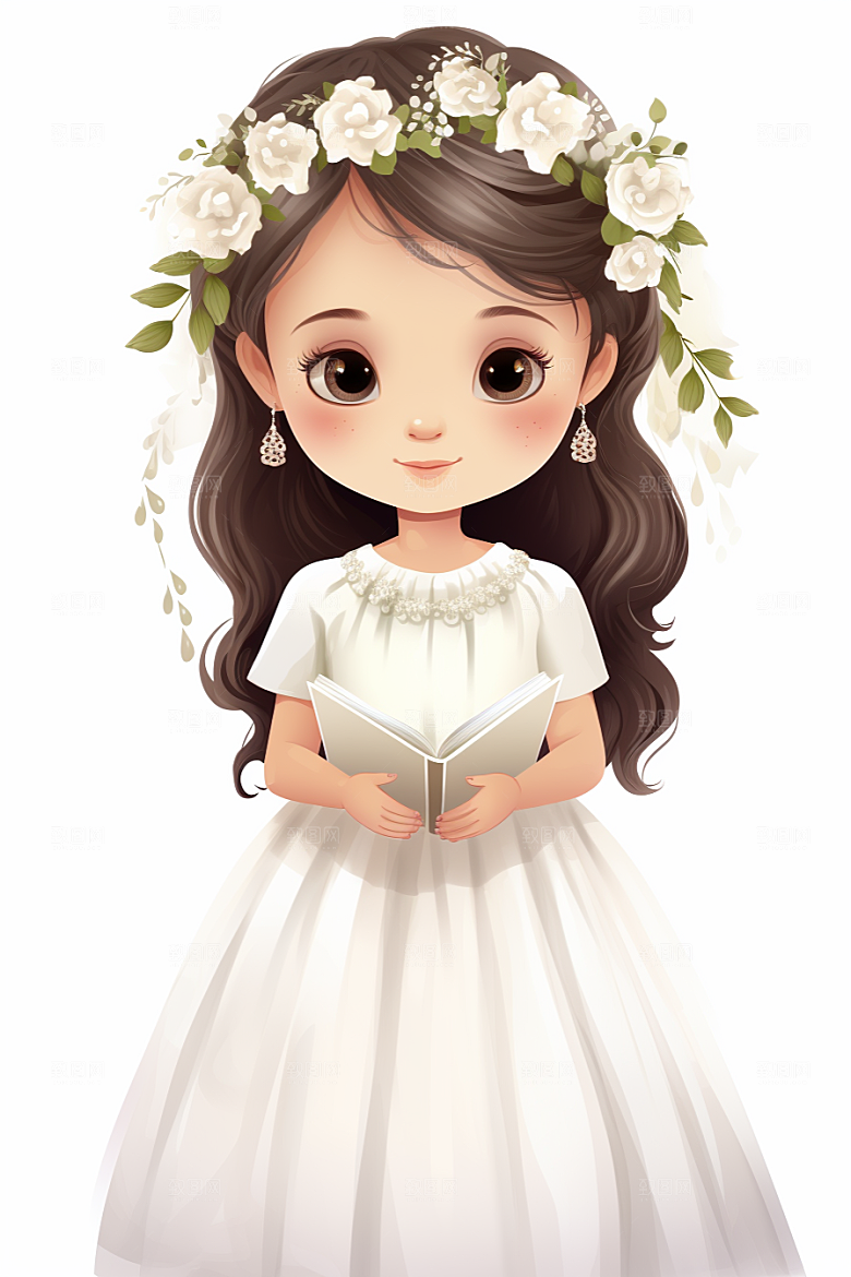 卡通婚纱圣洁结婚插画