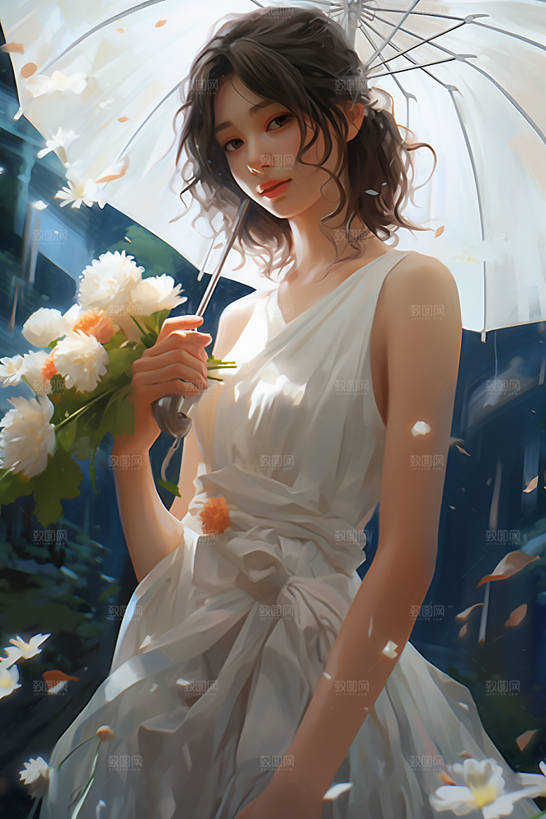 卡通婚纱唯美圣洁插画