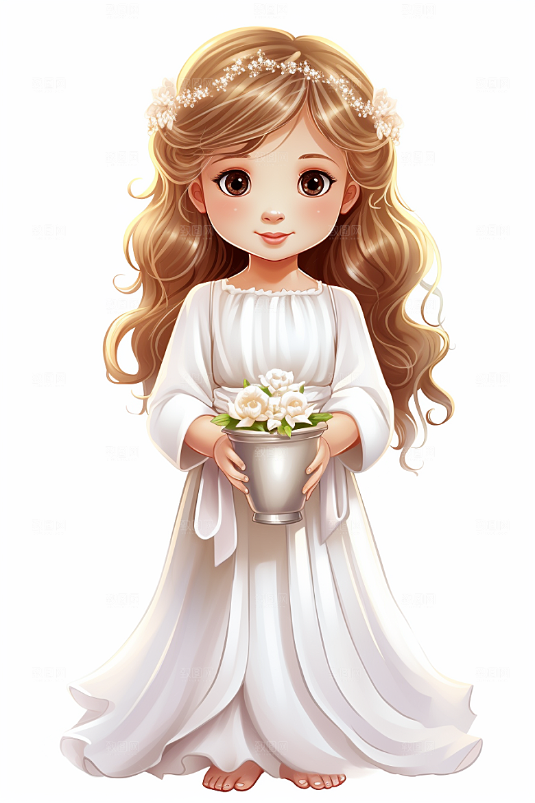 卡通婚纱新娘结婚插画