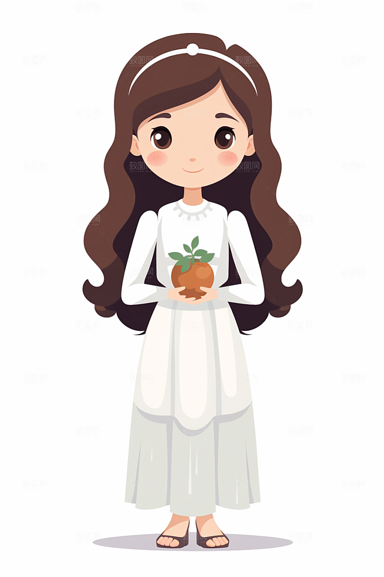 卡通婚纱二次元圣洁插画