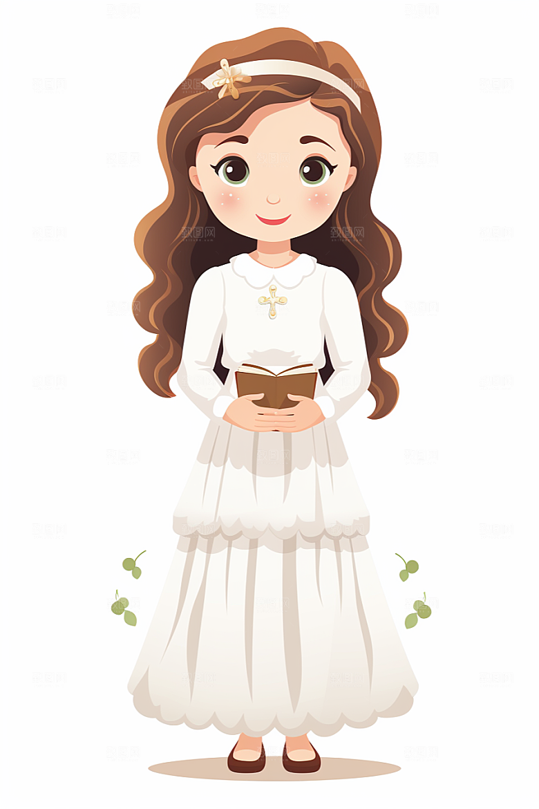 卡通婚纱婚礼手绘插画