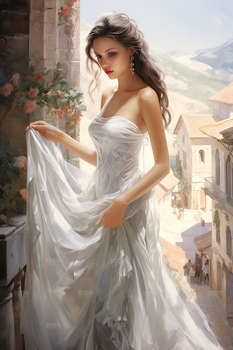 卡通婚纱结婚婚礼插画